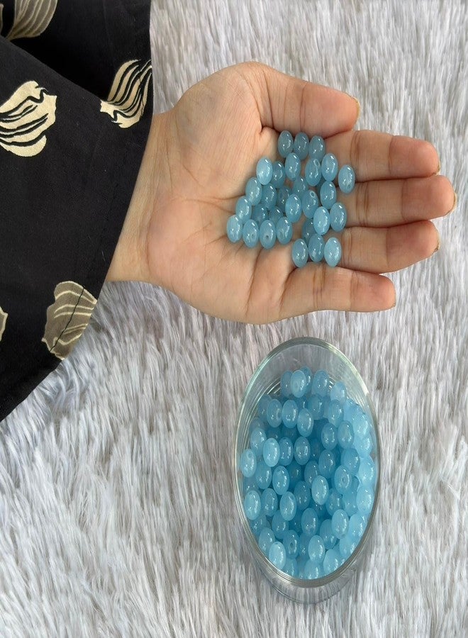 موريل خرز زجاجي كريستالي أزرق من موريل، 8 مم، لصنع إكسسوارات الموضة والمجوهرات، والقلائد والأساور والزينة | عبوة من 100 خيط خرز مع خيط مطاطي قابل للتمدد بطول متر واحد | - Image 3